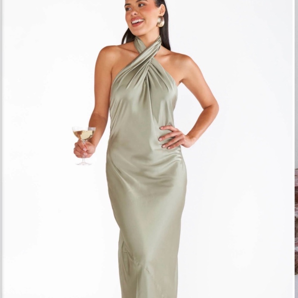 Show Me Your MuMu Jasmine Halter Dress in Moss